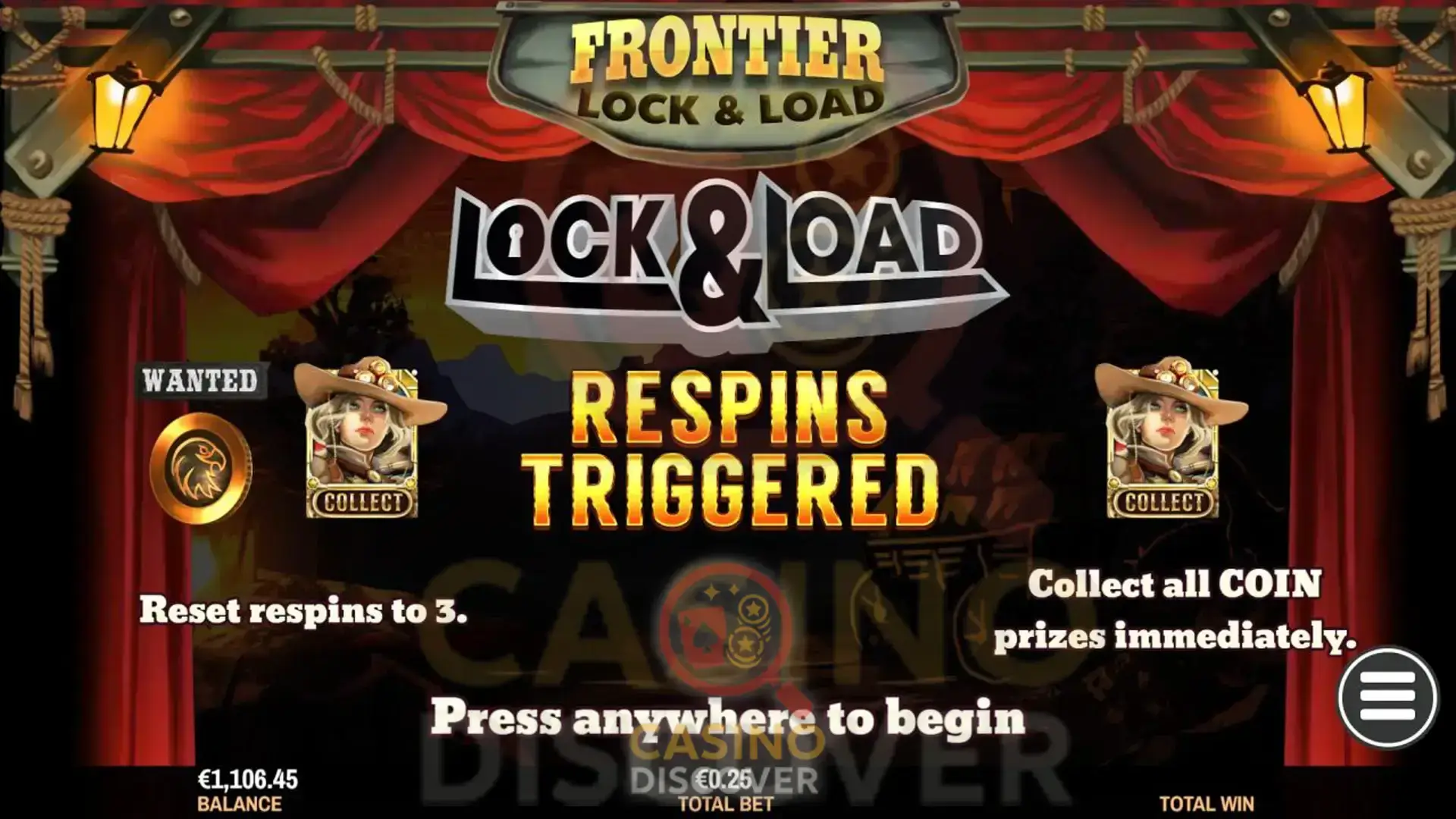 Frontier Lock & Load Machine à sous : Respin